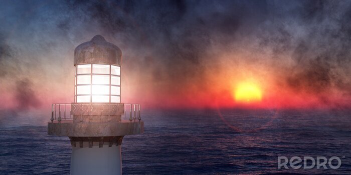 Bild Leuchtturm Meer und Nebel