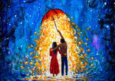 Bild Liebhaber und ein roter Regenschirm