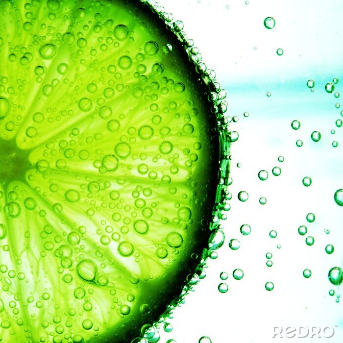 Bild Limonenscheibe und Wasserblasen