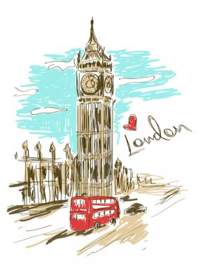 Bild London auf Zeichnung
