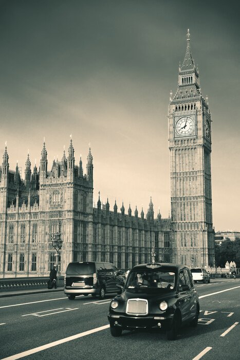 Bild London Big Ben und Taxis