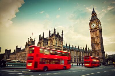 Bild London rote Busse am Big Ben