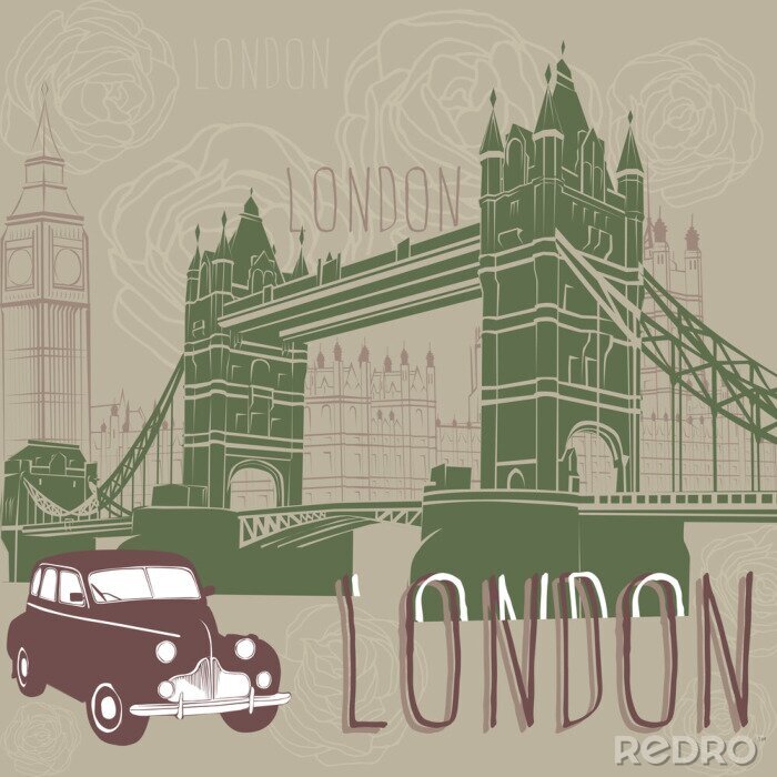 Bild London Taxi an der Brücke
