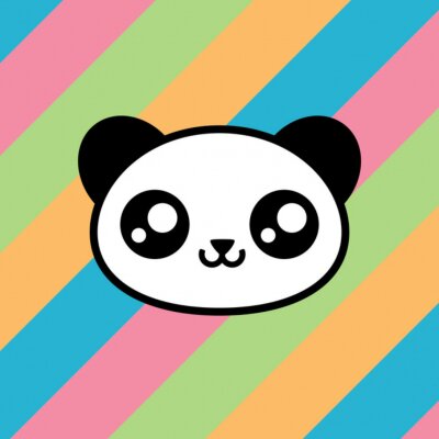Bild Lovely kawaii panda head smiling on rainbow colors background - Cute animal illustration 
