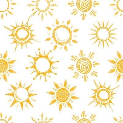 Lustige gelbe Sommer Sonne Vektor nahtlose Muster