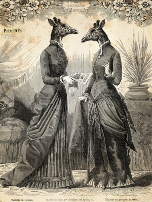 Lustige Giraffen auf Vintage-Illustration