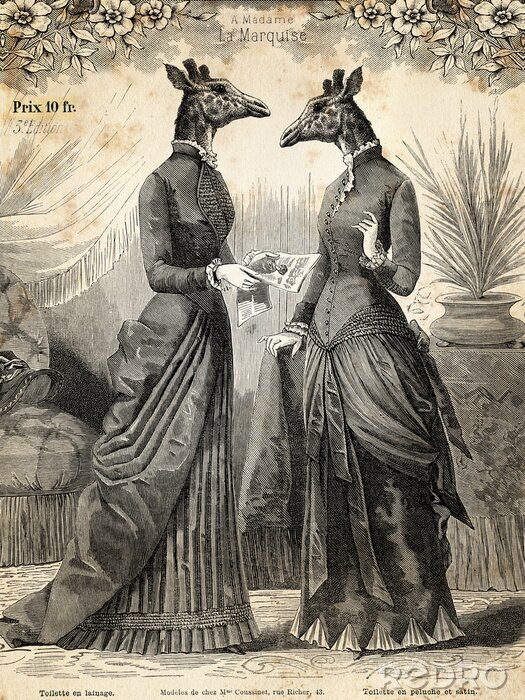 Bild Lustige Giraffen auf Vintage-Illustration
