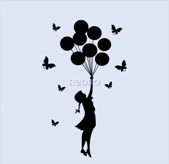 Bild Mädchen mit Luftballons im Banksy-Stil