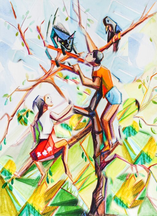 Bild Mädchen und Junge Kubismus