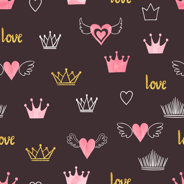 Bild Mädchenhaftes Muster mit Kronen