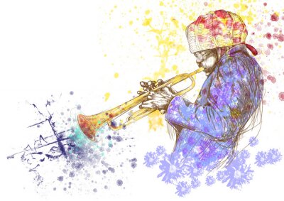 Bild Malerei mit einem Jazz spielenden Musiker