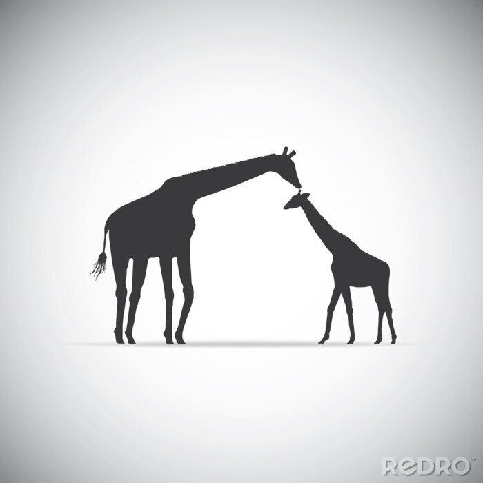 Bild Mama und Baby Giraffe auf minimalistischer Illustration