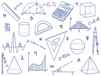 Mathematische Zeichnung mit Mustern und Figuren