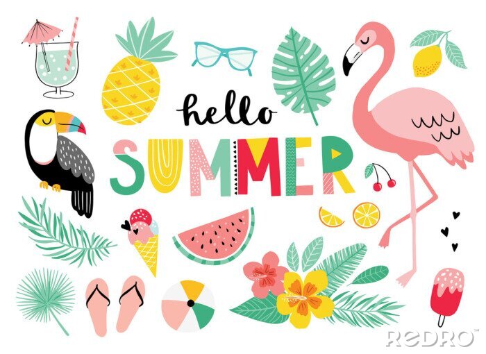 Bild Mehrfarbige Grafiken von Sommer und Exotik inspiriert