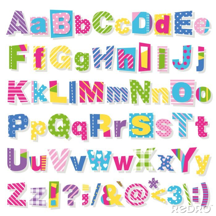 Bild Mehrfarbiges Alphabet mit Zierbuchstaben