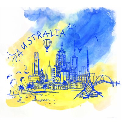 Bild Melbourne in Australien mit Farben gemalt