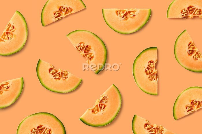 Bild Melone auf einem orangefarbenen Hintergrund