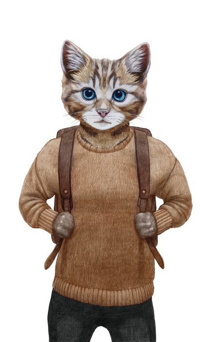 Bild Menschliche Silhouette im Pullover mit Katzenkopf und Pfoten