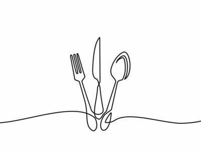 Messer Löffel Gabel minimalistische Grafik schwarz-weiß