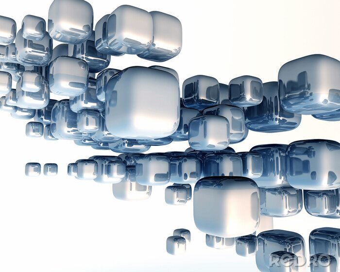 Bild Metallische Würfel auf weißem Hintergrund