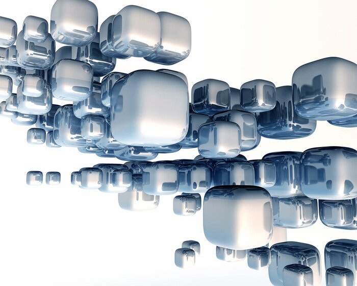 Bild Metallische Würfel auf weißem Hintergrund