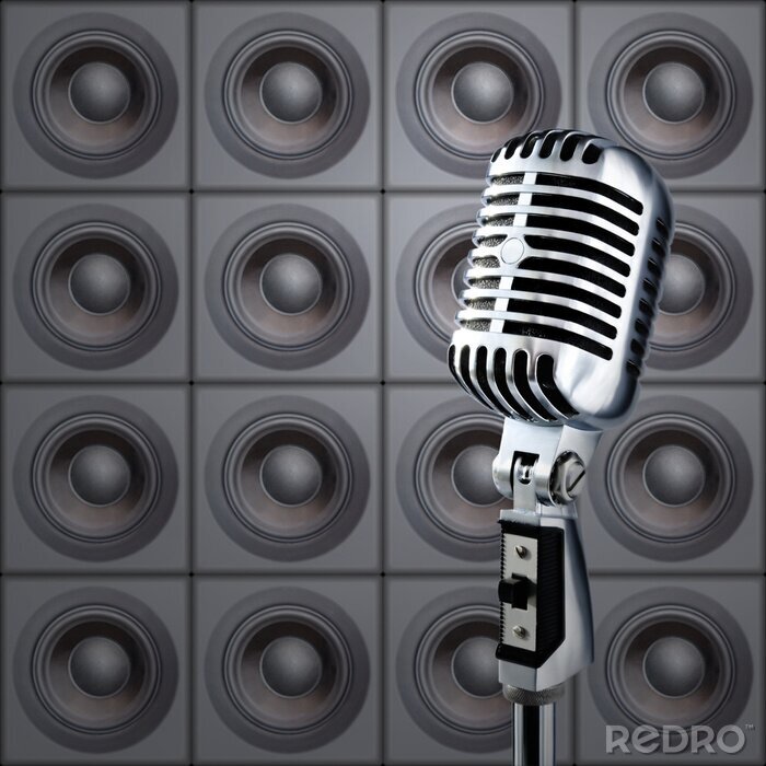 Bild Mikrofon und Lautsprecher mit Musik