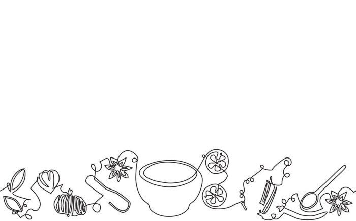 Bild Minimalistische Skizze mit Küchenutensilien