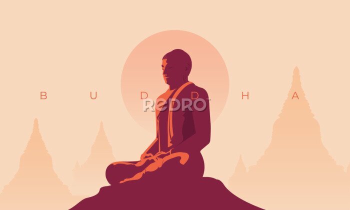 Bild Minimalistisches Konzept des meditierenden Buddhas