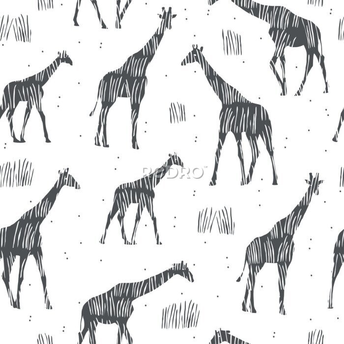 Bild Minimalistisches Muster mit Giraffen