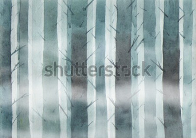 Bild Mit Aquarellfarbe gemalte Bäume