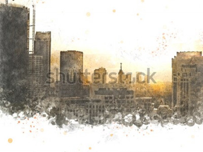 Bild Mit Aquarellfarbe gemalte Stadt