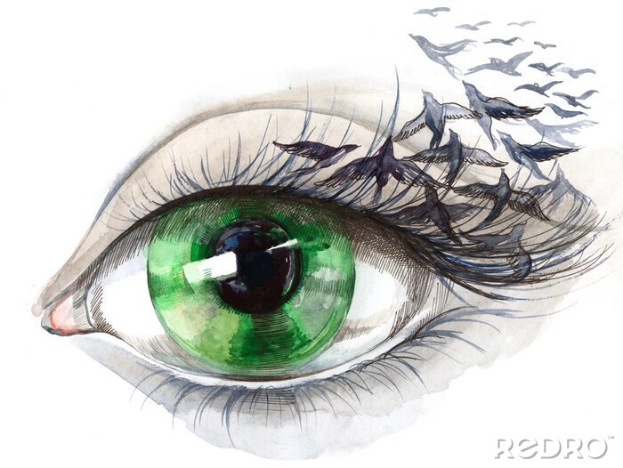 Bild mit Aquarellfarbe gemaltes Auge