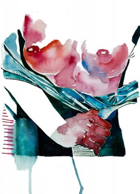 Bild Mit Aquarellfarben gemalte Frauenbüste