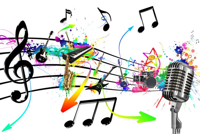 Bild Mit Musik bemalte fünf Notenlinien