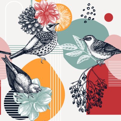 Moderne Collage mit Vögeln