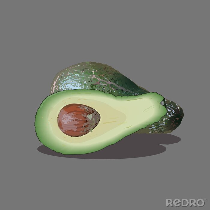 Bild Moderne Grafik mit einer aufgeschnittene Avocado