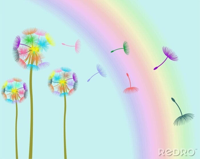 Bild Moderne Regenbogenpusteblumen