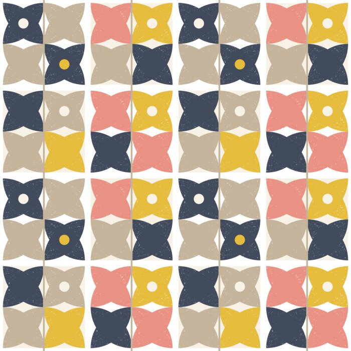 Bild Moderne Vektor abstrakte nahtlose geometrische Muster mit semi-Kreise und Kreise im Retro-skandinavischen Stil