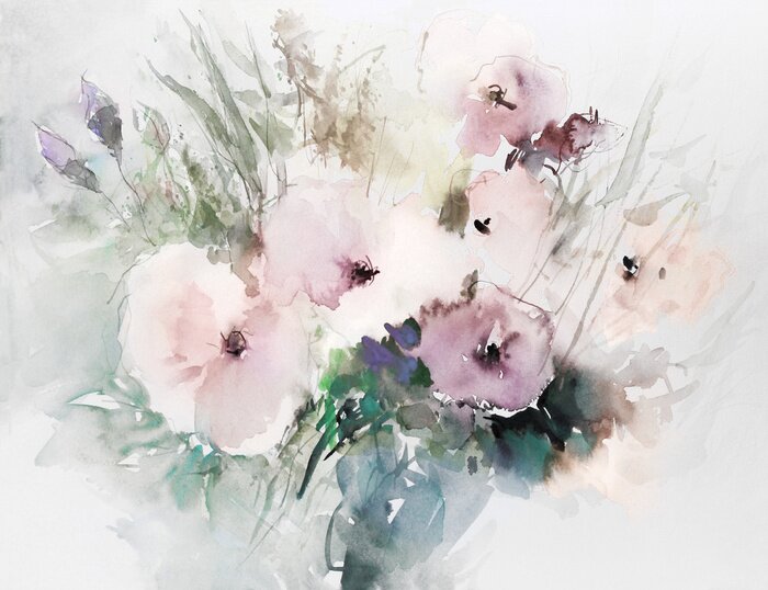 Bild Mohnblumen malerei aquarell strauß hell