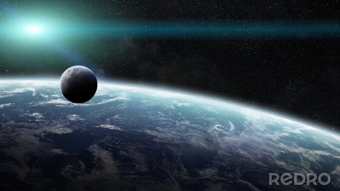 Bild Mond, Sonne und Planet Erde