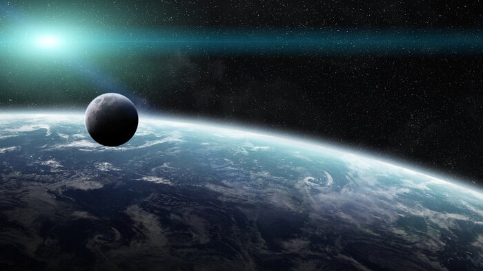 Bild Mond, Sonne und Planet Erde