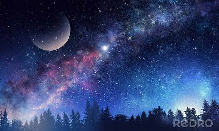 Bild Mond und Milchstraße am Nachthimmel