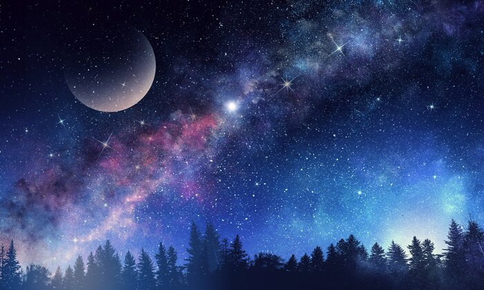 Bild Mond und Milchstraße am Nachthimmel