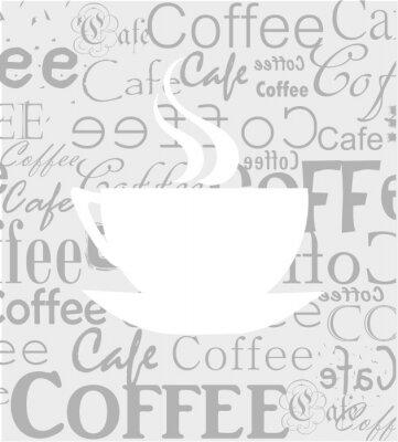 Motiv von Kaffee und Aufschriften in Grau