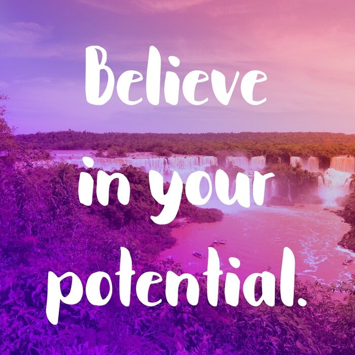 Bild Motivierende Aufschrift vor dem Hintergrund der Wasserfälle