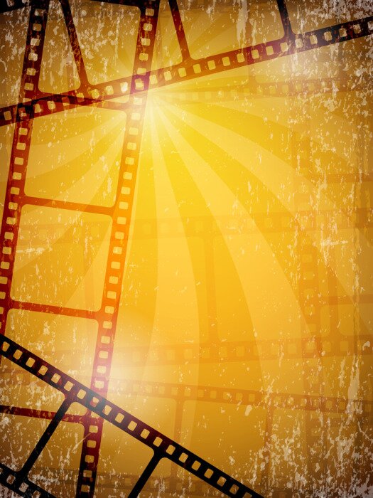 Bild Movie background. Film frames tape reels camera video illustrations vector. Movie tape, cinema film cinematography, negative filmstrip