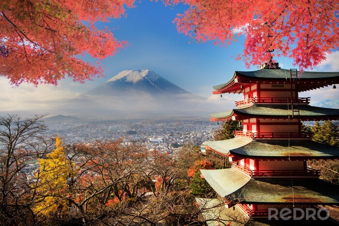 Bild Mt. Fuji mit Farben fallen in Japan.