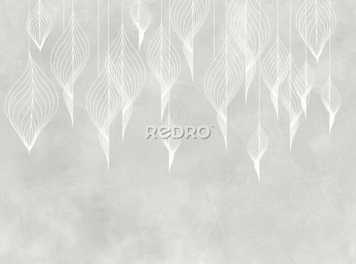 Bild Mural for the walls. Photo wallpapers in the grunge style. Original leaves. Abstract leaves in vintage style.