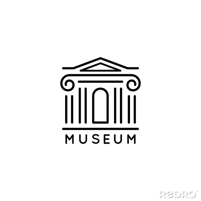 Bild Museum logo Is in a trendy minimal linear style. Vector icon of a Bank building with columns. Simple emblem