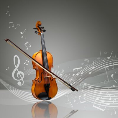 Bild Musik fünf Notenlinien und Geige